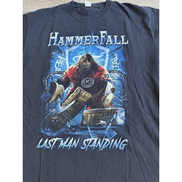 Hammer Fall Heavy Metal Shirt Adult Size XL Blue HFM Short Sleeve EUC - Picture 2 of 6